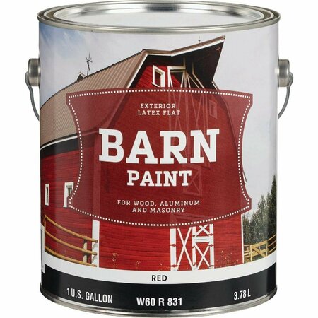 ALL-SOURCE Latex Flat Exterior Barn Paint, Red, 1 Gal. W60R00831-16